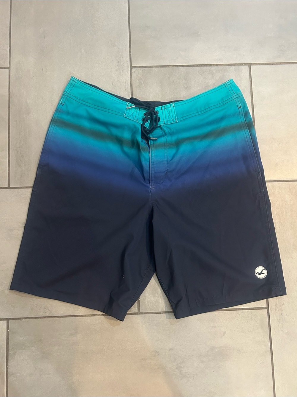 Hollister Green-to-Blue Ombre Epic Stretch Board Shorts
